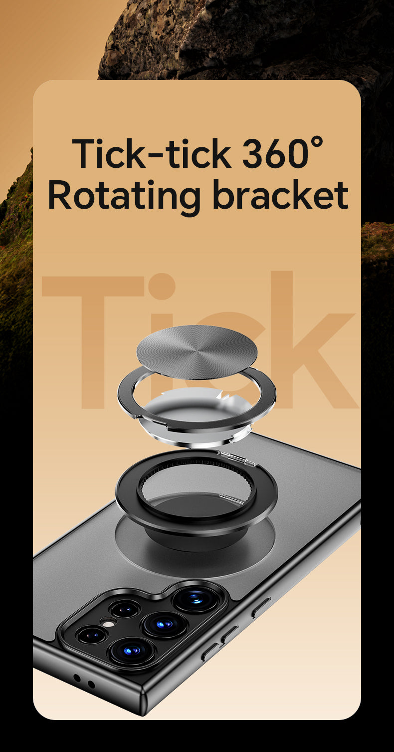 Magnetic TPU+PC Protective Case with 360° Rotating Stand (Samsung Galaxy S25/S25 PLUS/S25 Edge 5G/S25 Ultra)