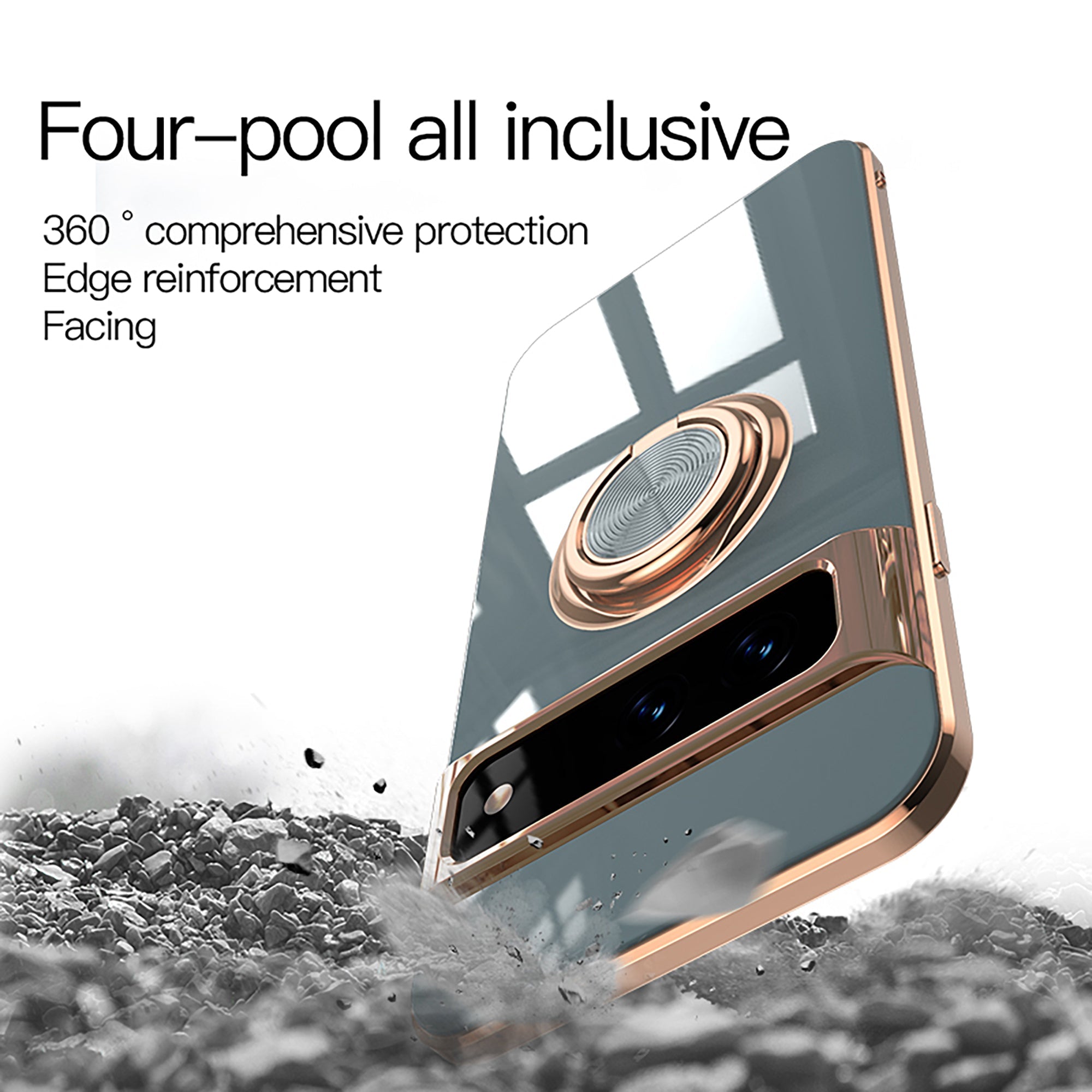 Magnetic TPU + PC Protective Case with 6D Electroplated Solid Color Ring and Magnetic Precision Cutouts(Google Pixel 7/7pro)