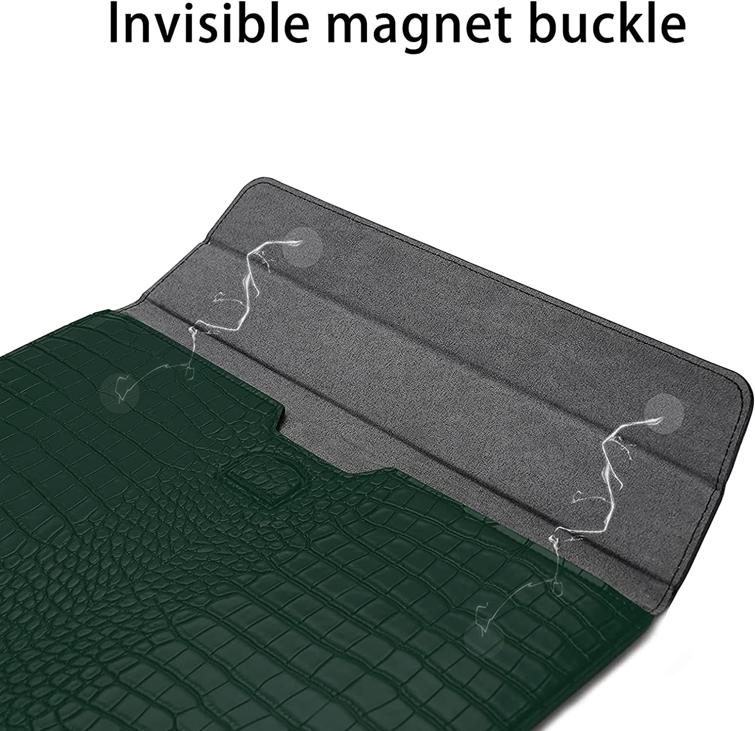 Green Faux Crocodile Laptop Sleeve Case