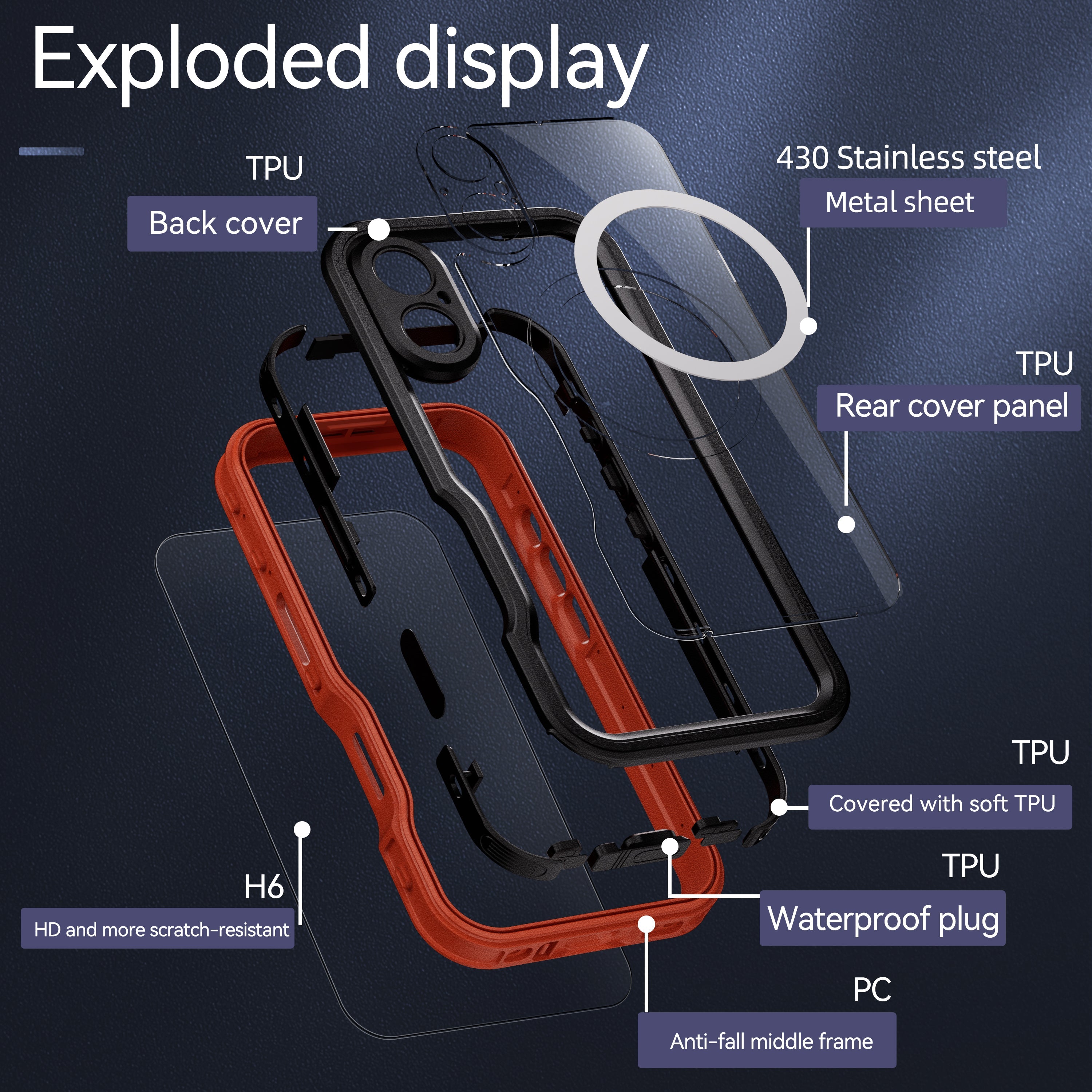TPU+PC material snowproof, waterproof, dustproof, and shockproof phone case(iPhone 16/16 Plus/16 Pro/16 Pro Max)