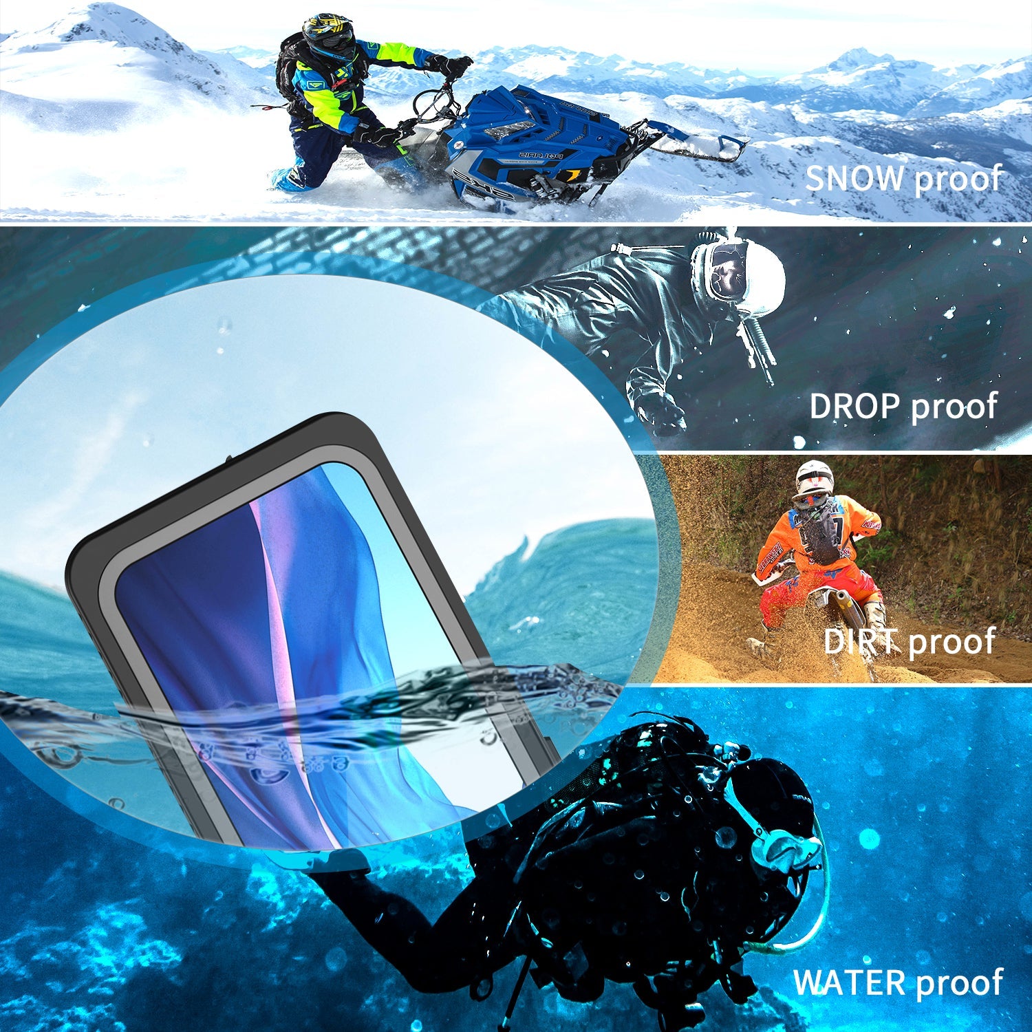 TPU+PET+PC material snowproof, waterproof, dustproof, and shockproof phone case(iPhone 12/12 mini/12 Pro/12 Pro Max)