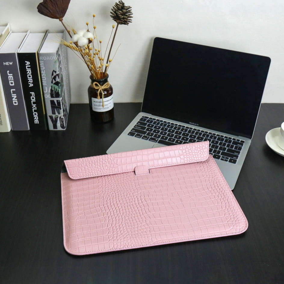 Pink Faux Crocodile Laptop Sleeve Case