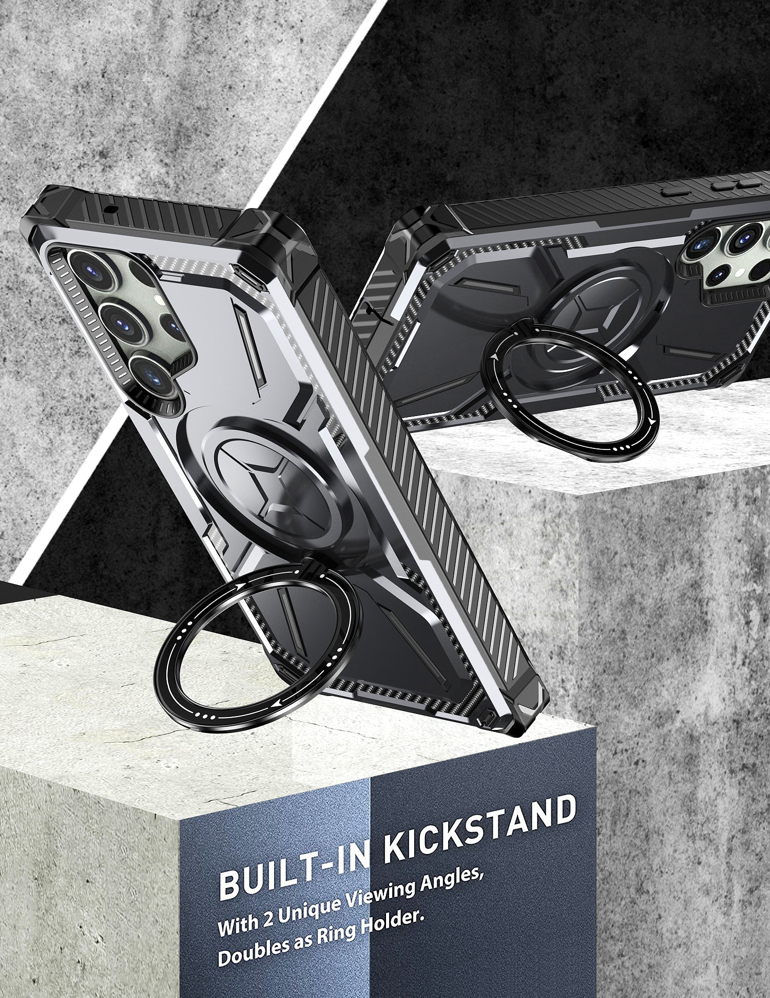 MagSafe-compatible, anti-fingerprint phone case with foldable stand(Samsung Galaxy S23 Ultra)