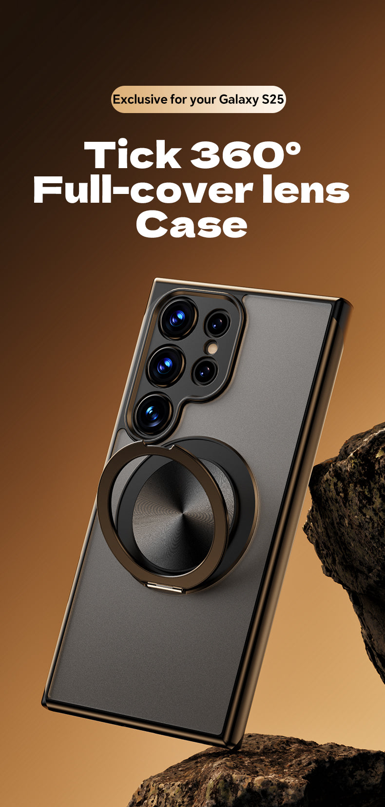 Magnetic TPU+PC Protective Case with 360° Rotating Stand (Samsung Galaxy S25/S25 PLUS/S25 Edge 5G/S25 Ultra)