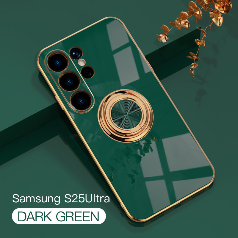 Magnetic TPU + PC Protective Case with 6D Electroplated Solid Color Ring and Magnetic Precision Cutouts(Samsung Galaxy S25/S25 PLUS/S25 Ultra)