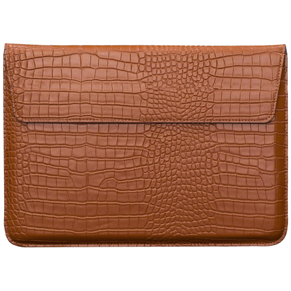 Brown Faux Crocodile Laptop Sleeve Case