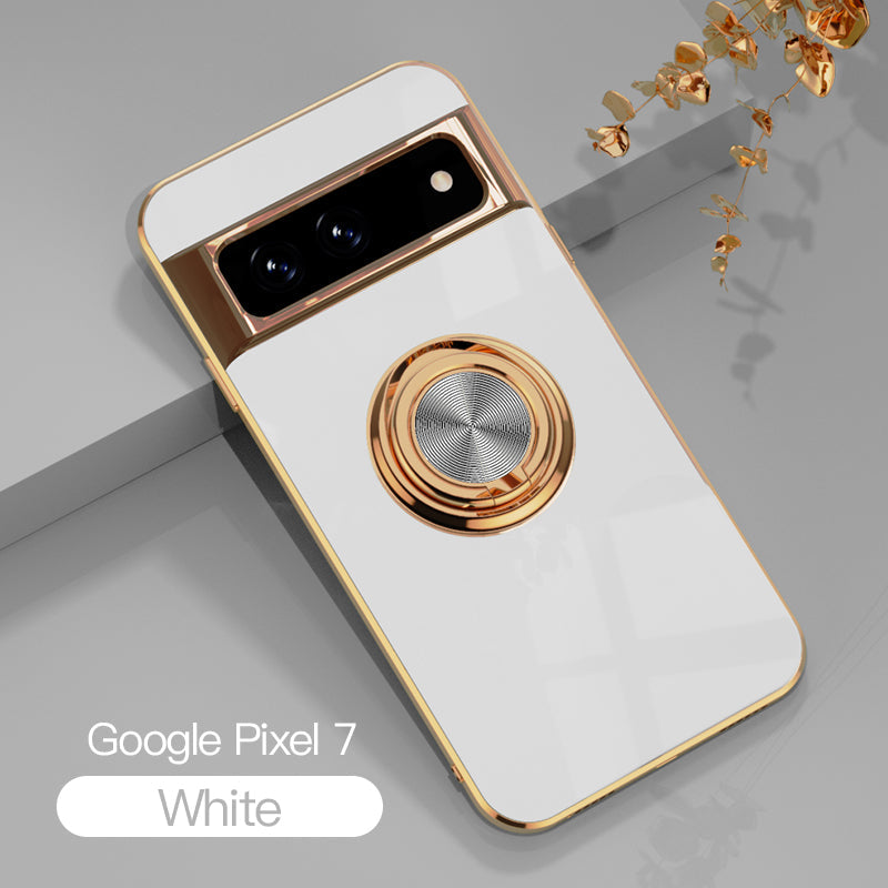 Magnetic TPU + PC Protective Case with 6D Electroplated Solid Color Ring and Magnetic Precision Cutouts(Google Pixel 7/7pro)