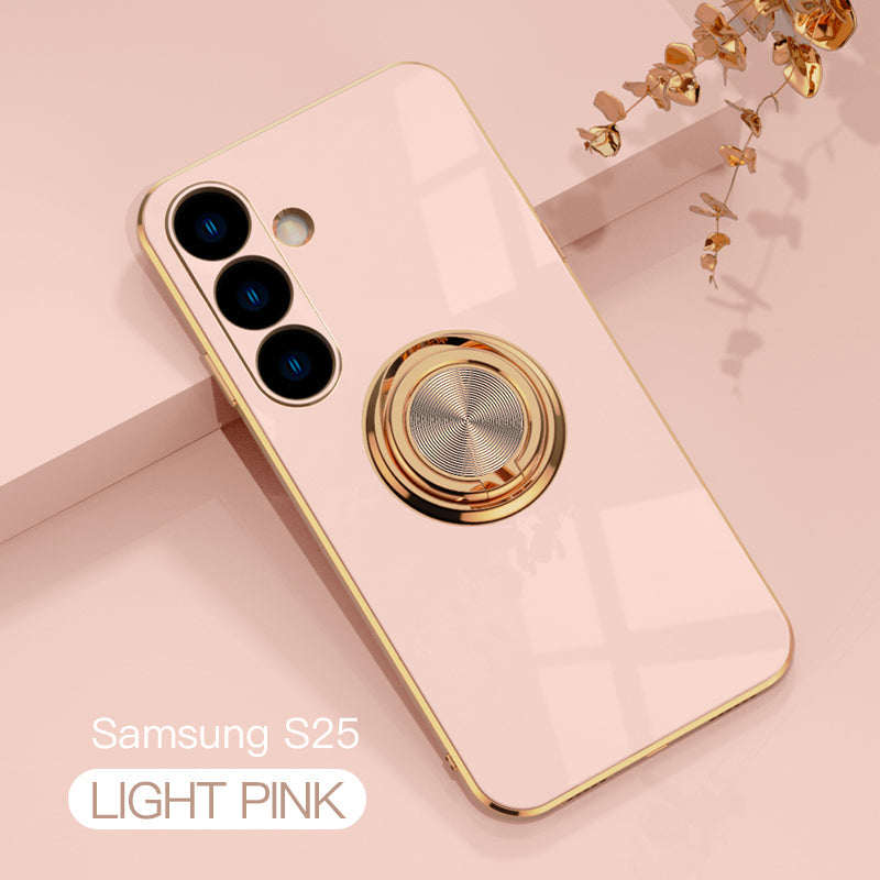Magnetic TPU + PC Protective Case with 6D Electroplated Solid Color Ring and Magnetic Precision Cutouts(Samsung Galaxy S25/S25 PLUS/S25 Ultra)