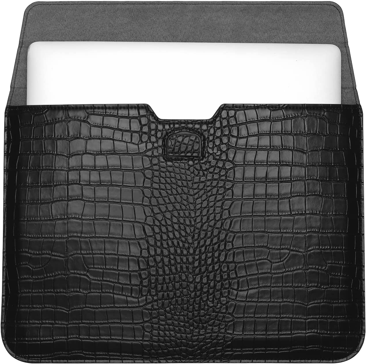 Black Faux Crocodile Laptop Sleeve Case