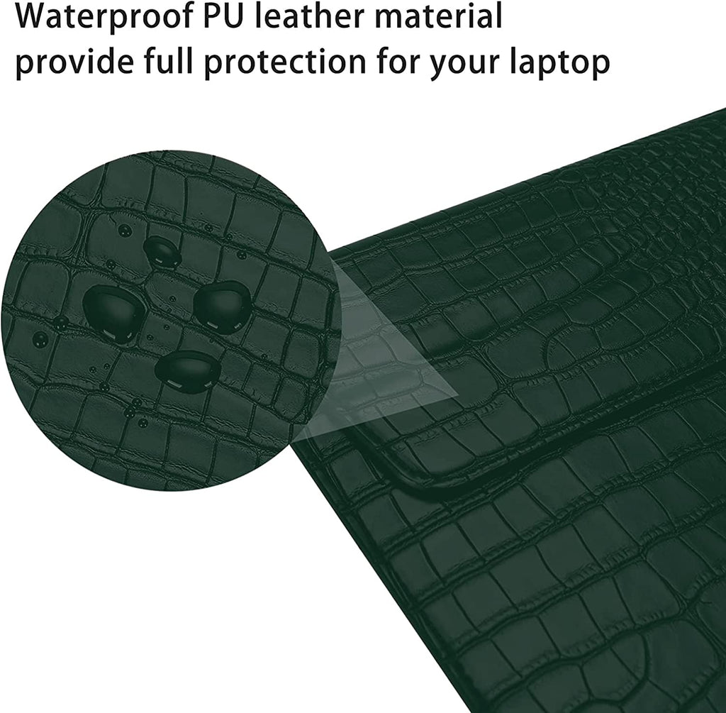 Green Faux Crocodile Laptop Sleeve Case