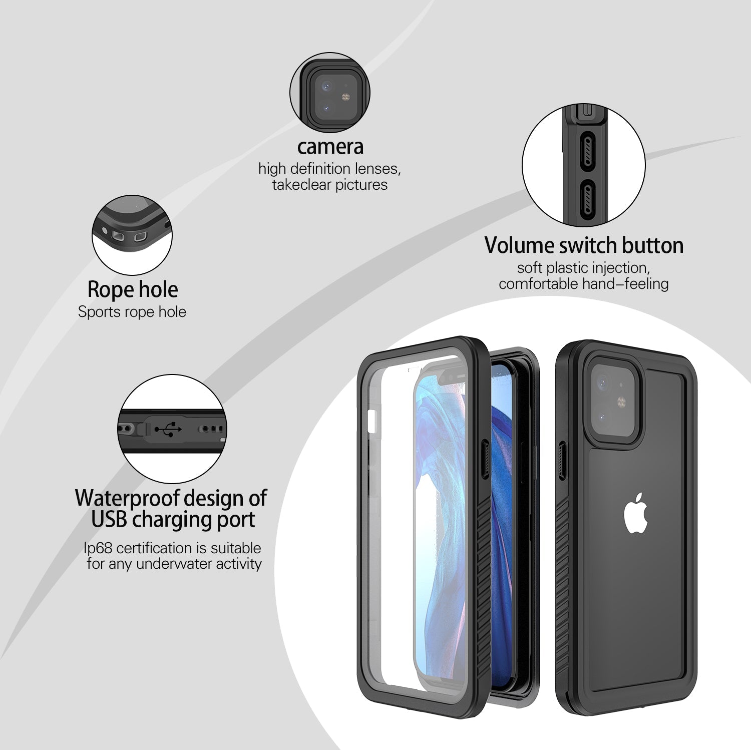 TPU+PET+PC material snowproof, waterproof, dustproof, and shockproof phone case(iPhone 12/12 mini/12 Pro/12 Pro Max)