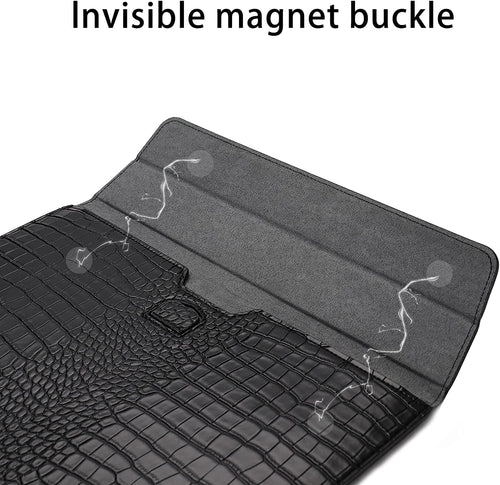 Black Faux Crocodile Laptop Sleeve Case