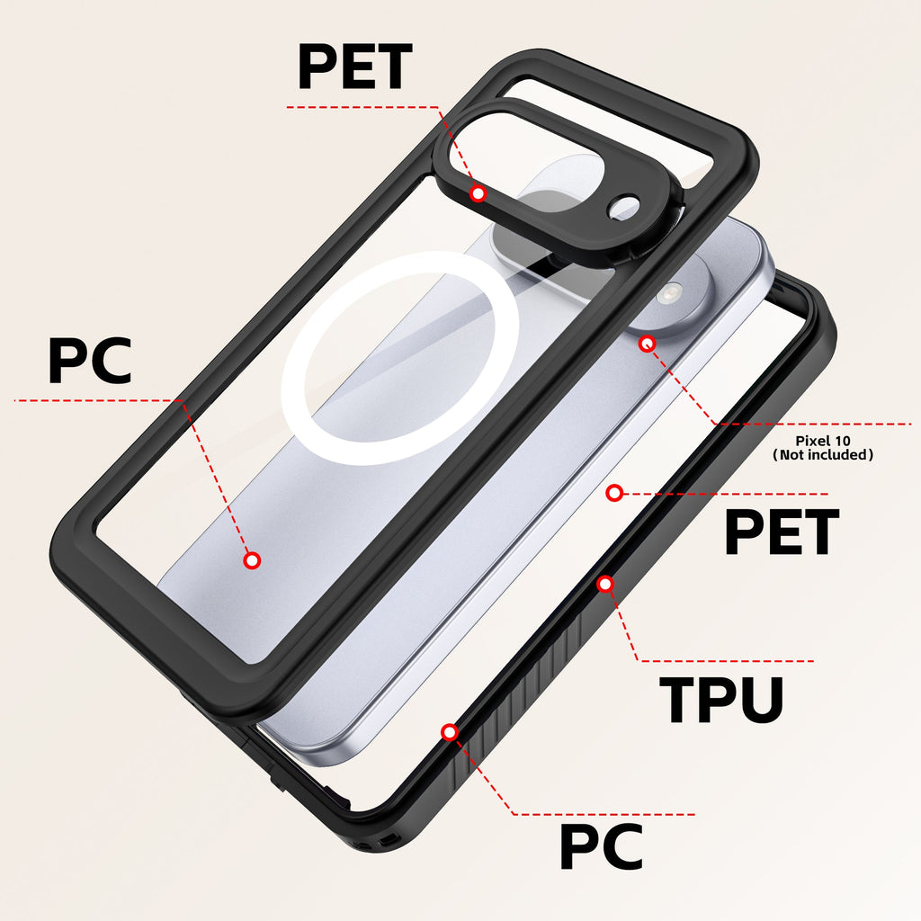 TPU + PET + PC Material Magnetic Phone Case with Snow, Water, Dust, and Drop Protection(Pixel 10/10Pro/10Pro XL)