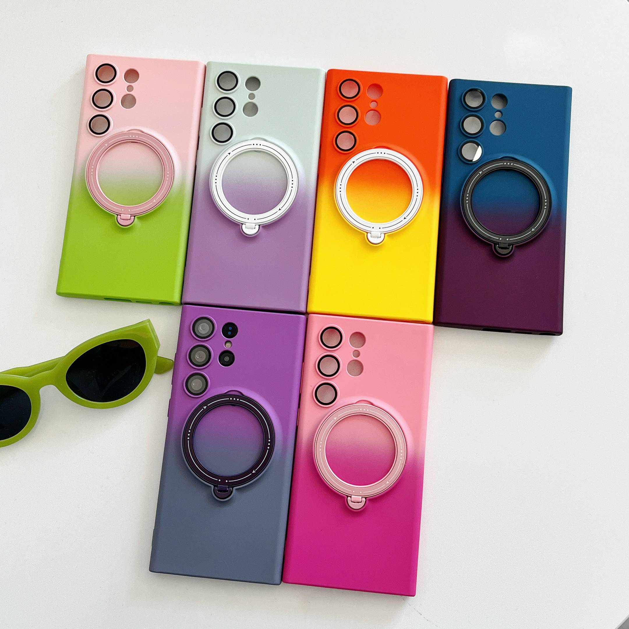 Magnetic TPU+PC Protective Case with 360° Rotating Stand (Samsung Galaxy S23 Ultra）