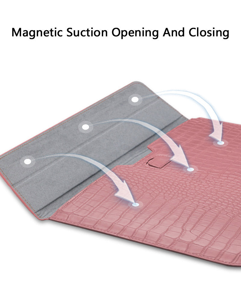 Pink Faux Crocodile Laptop Sleeve Case