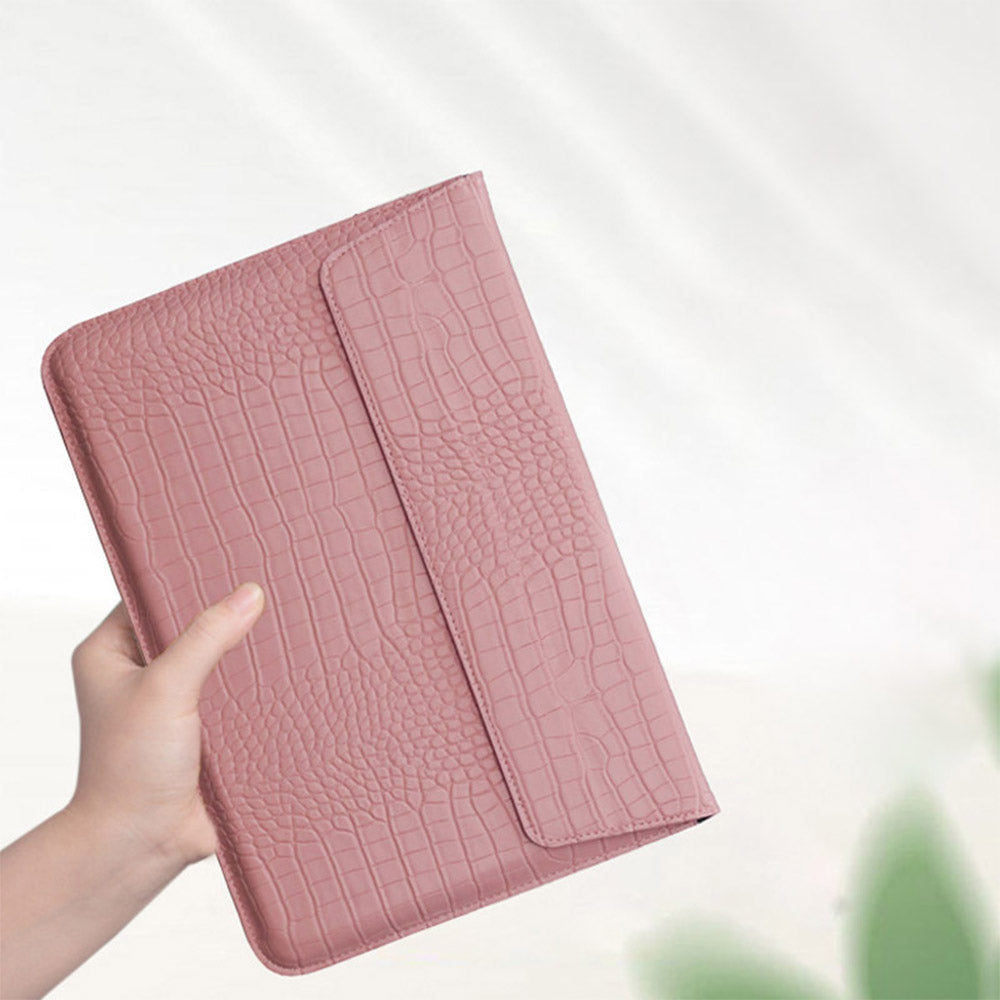 Pink Faux Crocodile Laptop Sleeve Case