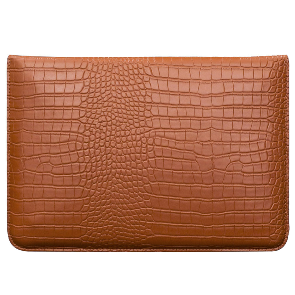 Brown Faux Crocodile Laptop Sleeve Case