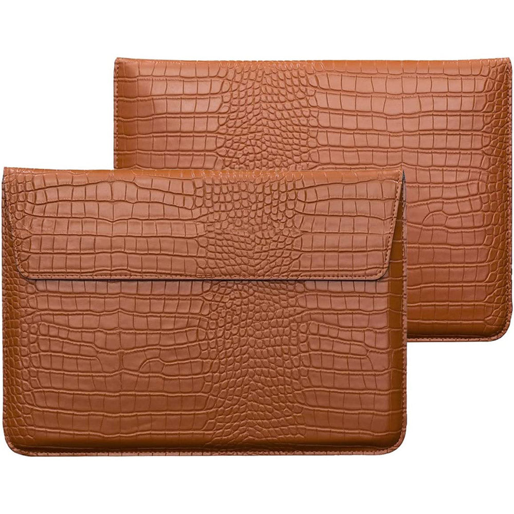 Brown Faux Crocodile Laptop Sleeve Case